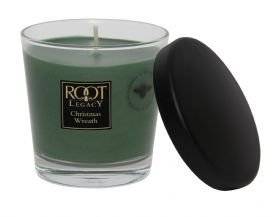 Root Candles Small Veriglass Holiday Christmas Wreath Candle, Wax, Dark Olive