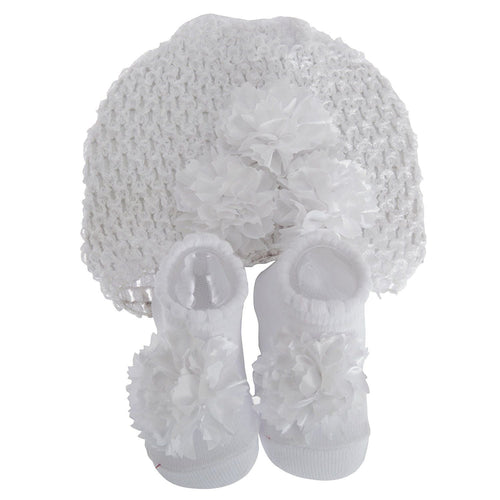 Nursery Time Baby Girls Hat And Booties Gift Set pair
