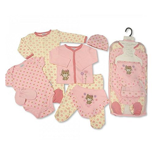 Baby Gift Set for Boy or Girl - 7 Piece Layette in a Mesh Bag Purrfect Me, 0-3 Months
