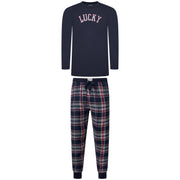 Lucky Brand Crew Neck & Closed Hem Flannel Pant Pyjama Set
