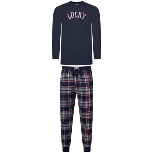 Lucky Brand Crew Neck & Closed Hem Flannel Pant Pyjama Set