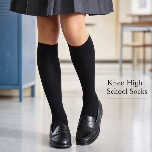 Sock Stack Girls Long School Socks 12 Pairs Cotton Rich Sculpted Heels And Toes Sizes