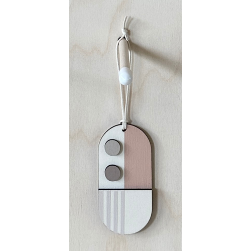 Mini Mid-Century Wall Art - Little Wooden Decoration - Pink & Natural Decor