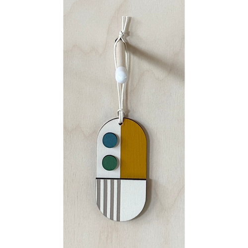Geometric Decoration - Mini Mid-Century Wall Art - Little Wooden Decoration - Green & Yellow Decor