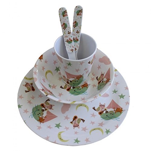 Childrens Melamine Dinner Set. Powell Craft Owl and Pussycat Kids Gift Set
