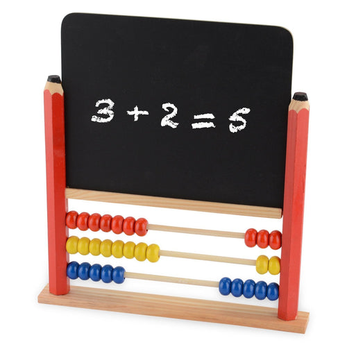 Childrens Wooden Abacus Kids Chalk Board Chalkboard Counting Drawing Toy