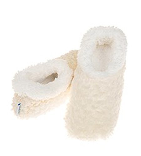 Ladies Super Soft Rose Textured Fur-Like Fabric Snoozies Slippers (Large 6-7, Cream)