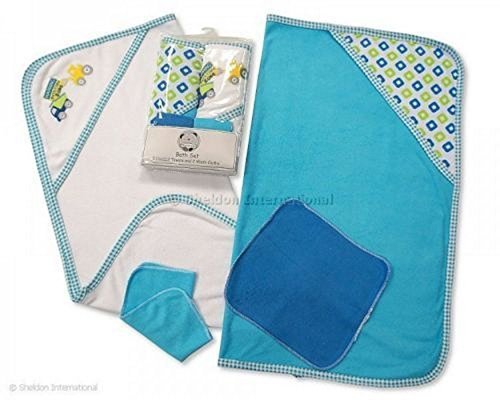 Set of 2 Cape Bath and 2 Washcloth for Boys/Girl BLUE -