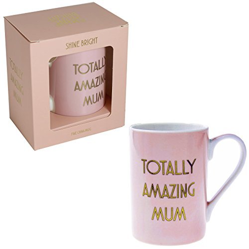 Shine Bright Gift Boxed Pink Mug Cup with Gold Wording - Amazing Mum