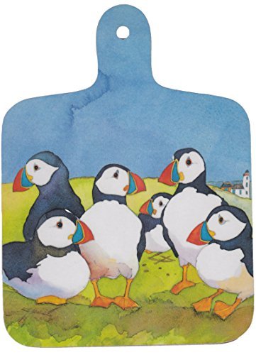 Mini Chopping Board - Playful Puffins by Emma Ball