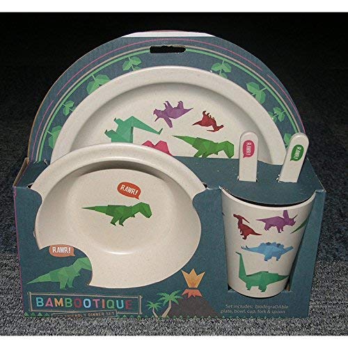 Dinosaur Eco-Friendly Biodegradable Bamboo Plate/Cutlery Set