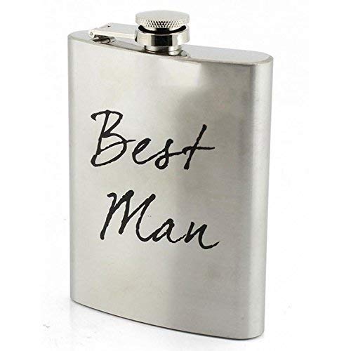 Silver Aluminium "Best Man" Keepsake Hip Flask Wedding Present 9x2x13cm