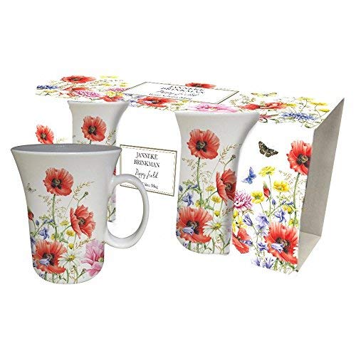 Twin Pack of Bone China Poppy Mugs