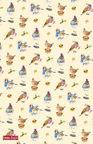 Emma Ball "Christmas Birds, Pure cotton tea towel.