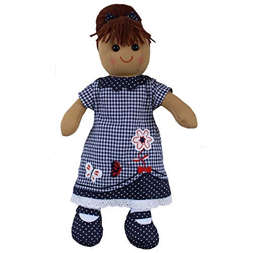 Powell Craft Rag Doll With Blue Check Butterfly dress 40CM
