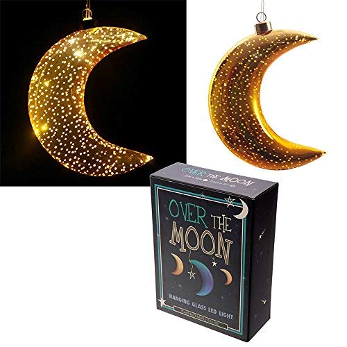 Puckator Metallic Gold Small Glass Hanging LED Moon Light BALL25