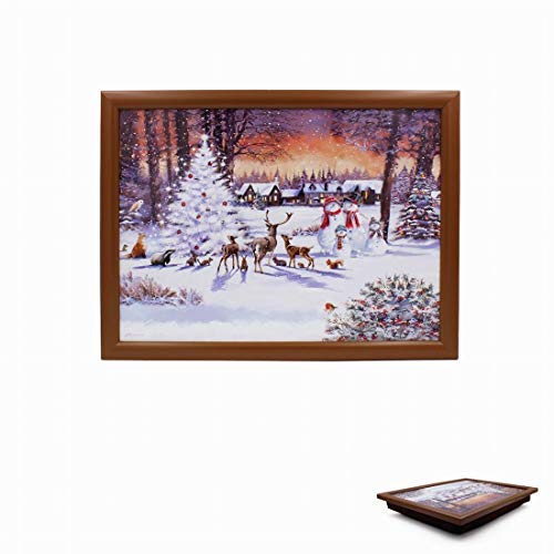 Leonardo THE MAGIC OF CHRISTMAS SNOW WINTER BROWN BEAN BAG LAP SERVING TRAY 44 x 34CM
