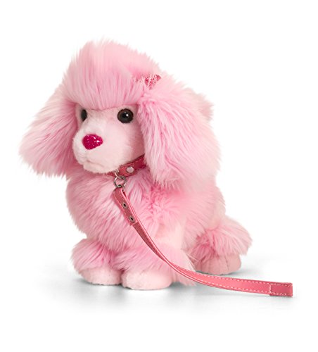 Keel Toys SD0465 Standing Poodle on Lead Soft Toy, Pink, 30 cm