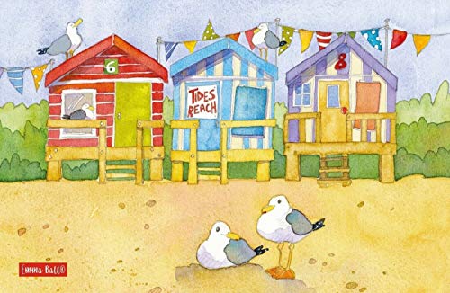 Emma Ball "A Day at the Seaside, Pure cotton tea towel. Printed in the UK.
