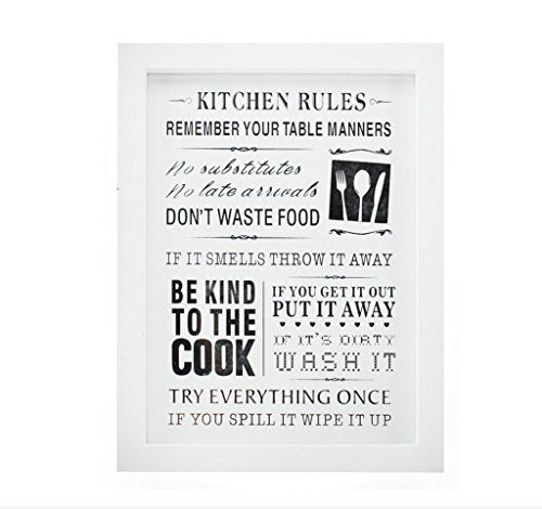 Kitchen Rules - White Framed Humorous Plaque