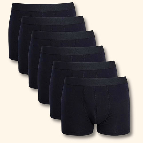 Sock Stack MB03 Black Cotton Stretch Boxer Shorts Pack Of 6 For Men Comfort Fit Soft Waistband Everyday Cotton Rich
