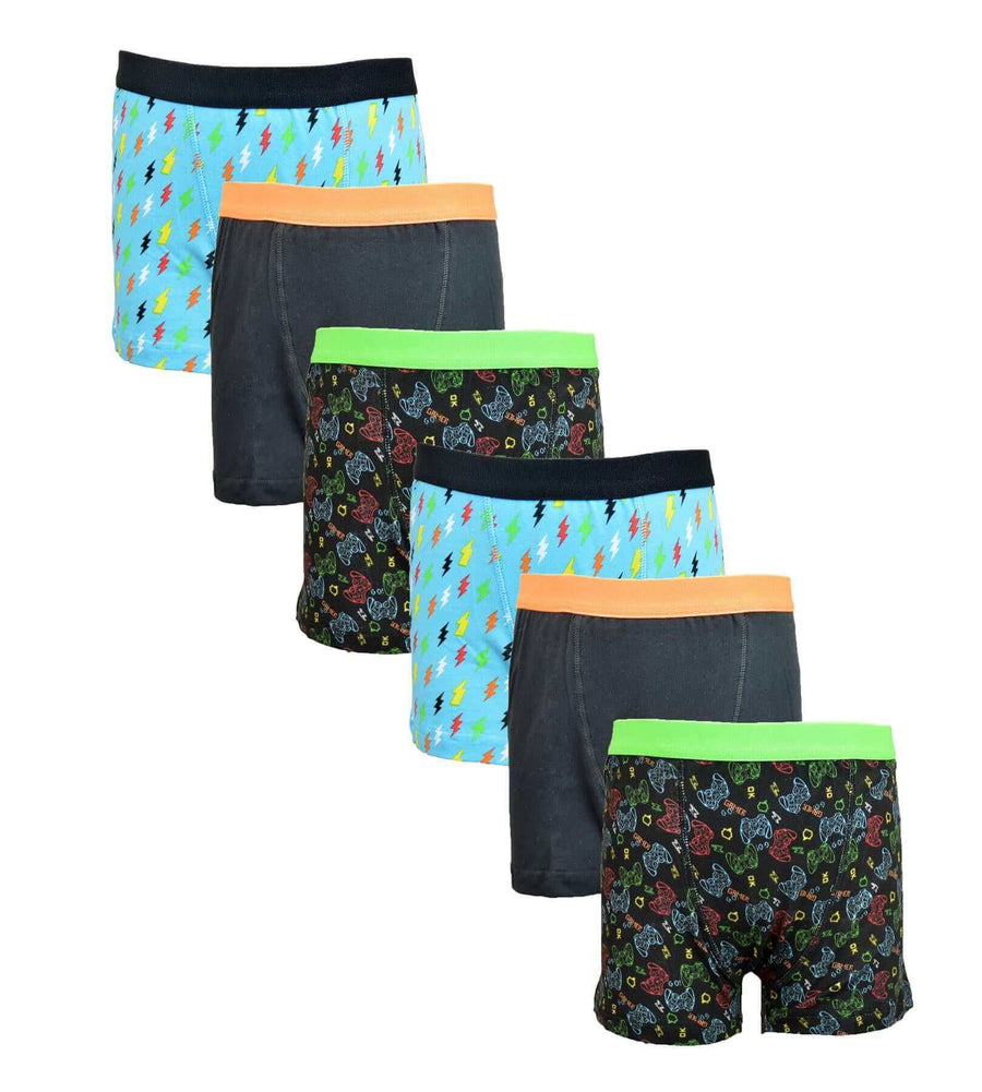 Sock Stack 6 Pack Boys Cotton Stretch Trunks Boxer Shorts With Comfortable Waistband