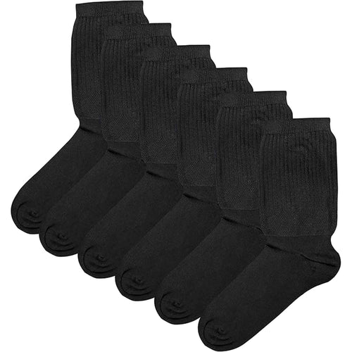Sock Stack Mens Extra Wide Non-Elastic Diabetic Socks Black UK 6-11 6 Pack Cotton Rich Multipack Value