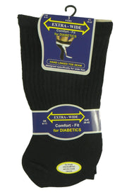Sock Stack Mens Extra Wide Non-Elastic Diabetic Socks Black UK 6-11 6 Pack Cotton Rich Multipack Value