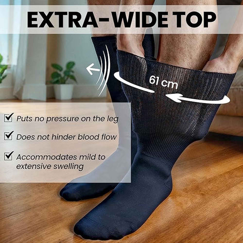 Sock Stack Mens Extra Wide Non-Elastic Diabetic Socks Black UK 6-11 6 Pack Cotton Rich Multipack Value