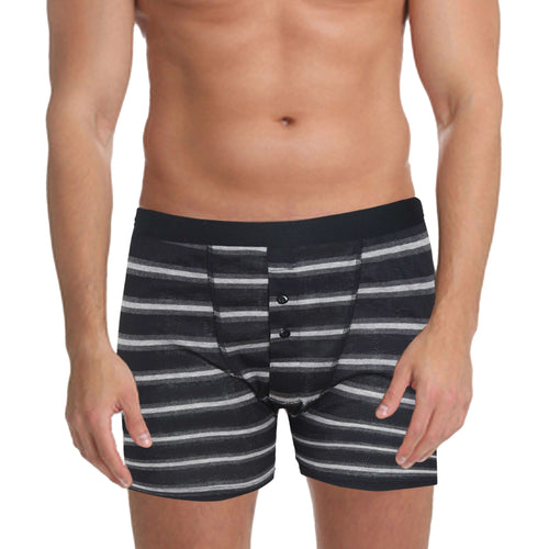 Sock Stack Boxer Shorts 6 Pack Striped Cotton Blend Stretch Men's Underwear Black Grey Cotton Rich Stretch Comfort Fit