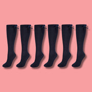 Sock Stack 6 Pairs Girls Knee High Socks With Ribbon Bows Cotton Rich For Uniforms Ages