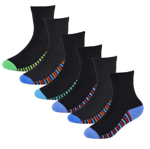 Sock Stack Kids Bamboo Socks 6 Pairs Breathable Antibacterial Moisture Wicking Cotton Rich Everyday Comfort Pack