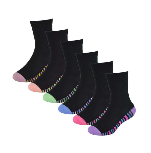 Sock Stack Kids Bamboo Socks 6 Pairs Breathable Antibacterial Moisture Wicking Cotton Rich Everyday Comfort Pack