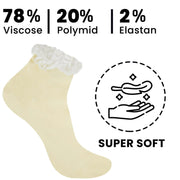 Sock Stack Ladies Bamboo Lace Socks 6 Pairs Ultra Soft Antibacterial Moisture-Wicking