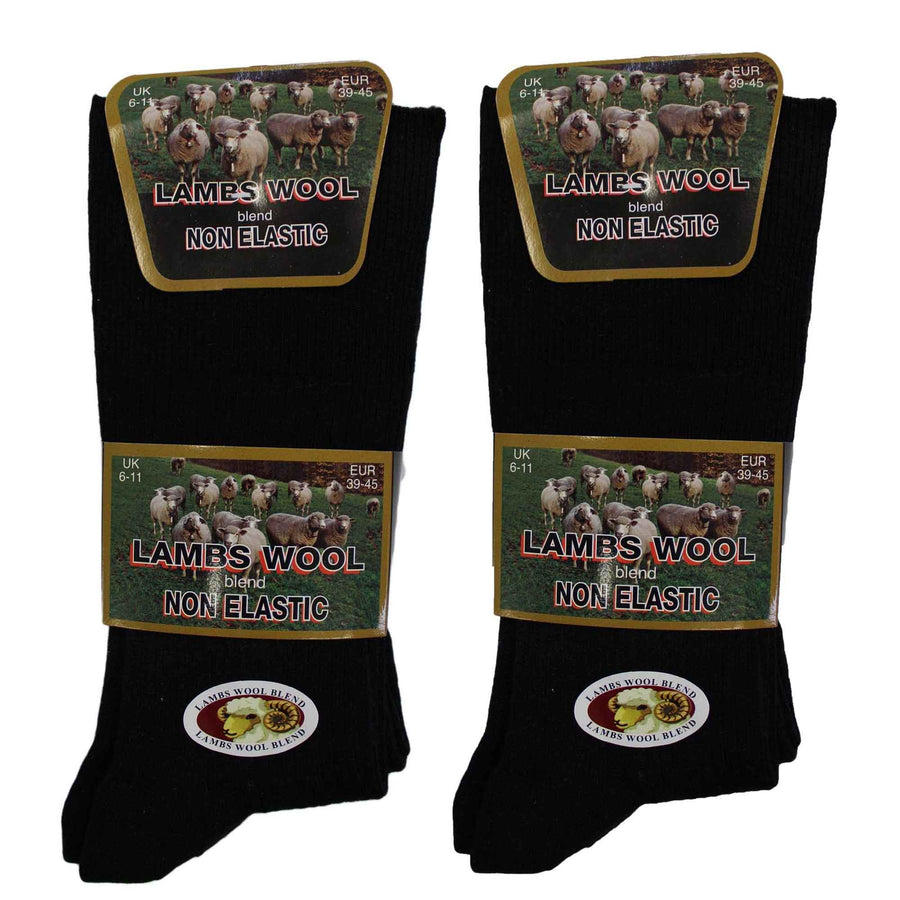 Sock Stack Men's Diabetic Wool Socks Loose Top Non Elastic 6 Pairs Moisture Wicking
