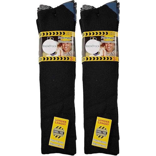 Sock Stack Men's Knee-Length Work Boot Socks 6 Pairs UK 6-11 EUR 39-45 Comfort Cuff Breathable Everyday