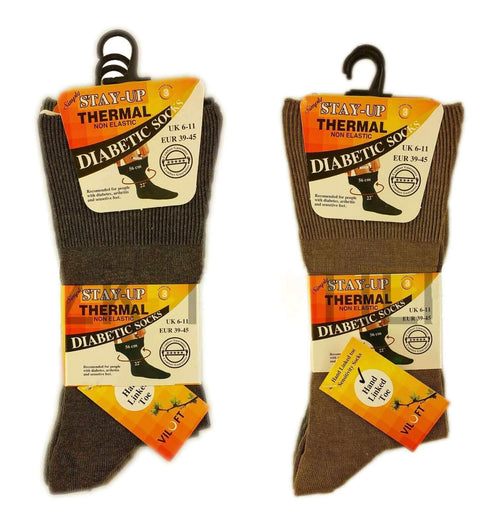 Sock Stack Men's Non-Elastic Diabetic Socks 6 Pairs Moisture-Wicking Antibacterial Viloft