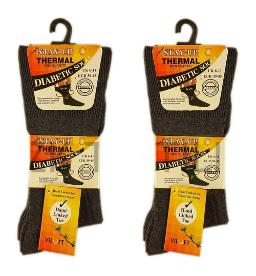 Sock Stack Men's Non-Elastic Diabetic Socks 6 Pairs Moisture-Wicking Antibacterial Viloft