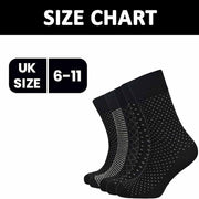 Sock Stack Mens Diabetic Non Elastic Cotton Socks 6 Pairs Size 6-11 Black Reinforced Heel Toe Multipack Value