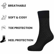 Sock Stack Mens Diabetic Non Elastic Cotton Socks 6 Pairs Size 6-11 Black Reinforced Heel Toe Multipack Value
