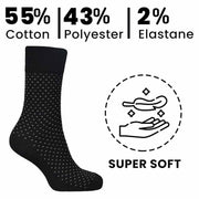 Sock Stack Mens Diabetic Non Elastic Cotton Socks 6 Pairs Size 6-11 Black Reinforced Heel Toe Multipack Value