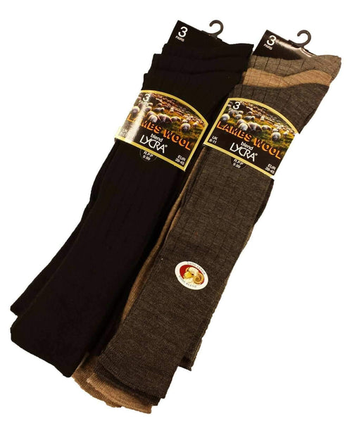 Sock Stack Men's Winter Wool Blend Work Boot Socks 6 Pairs Reinforced Heel And Toe Stripe Comfort Cuff Everyday Wear