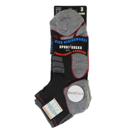 Sock Stack Men's Athletic Low-Cut Running Socks 6 Pairs Moisture-Wicking Arch Support