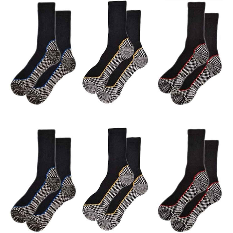 Sock Stack Men's Bamboo Work Socks 6 Pairs Moisture-Wicking Cushioned Reinforced Heel Toe
