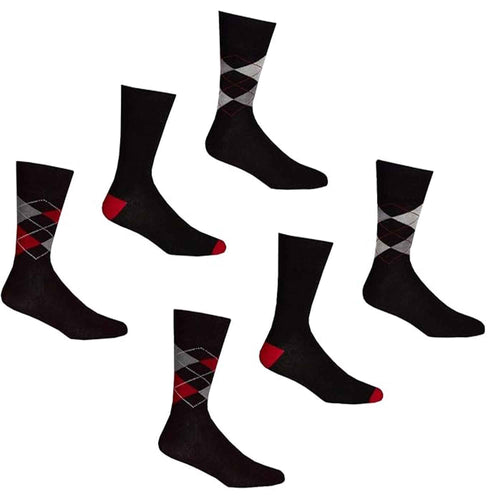 Sock Stack Men's Bamboo Argyle Stripe Socks 6 Pairs Breathable Moisture-Wicking Anti-Odor