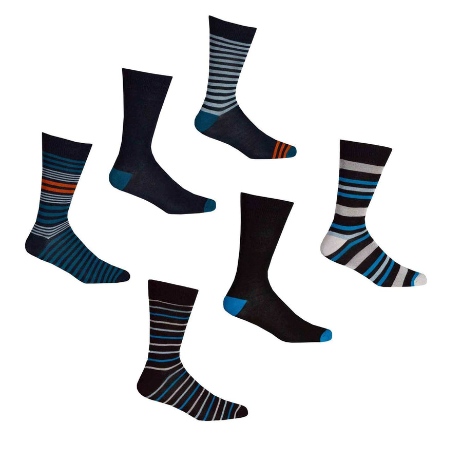 Sock Stack Men's Bamboo Argyle Stripe Socks 6 Pairs Breathable Moisture-Wicking Anti-Odor
