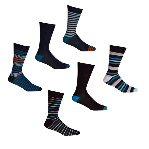 Sock Stack Men's Bamboo Argyle Stripe Socks 6 Pairs Breathable Moisture-Wicking Anti-Odor