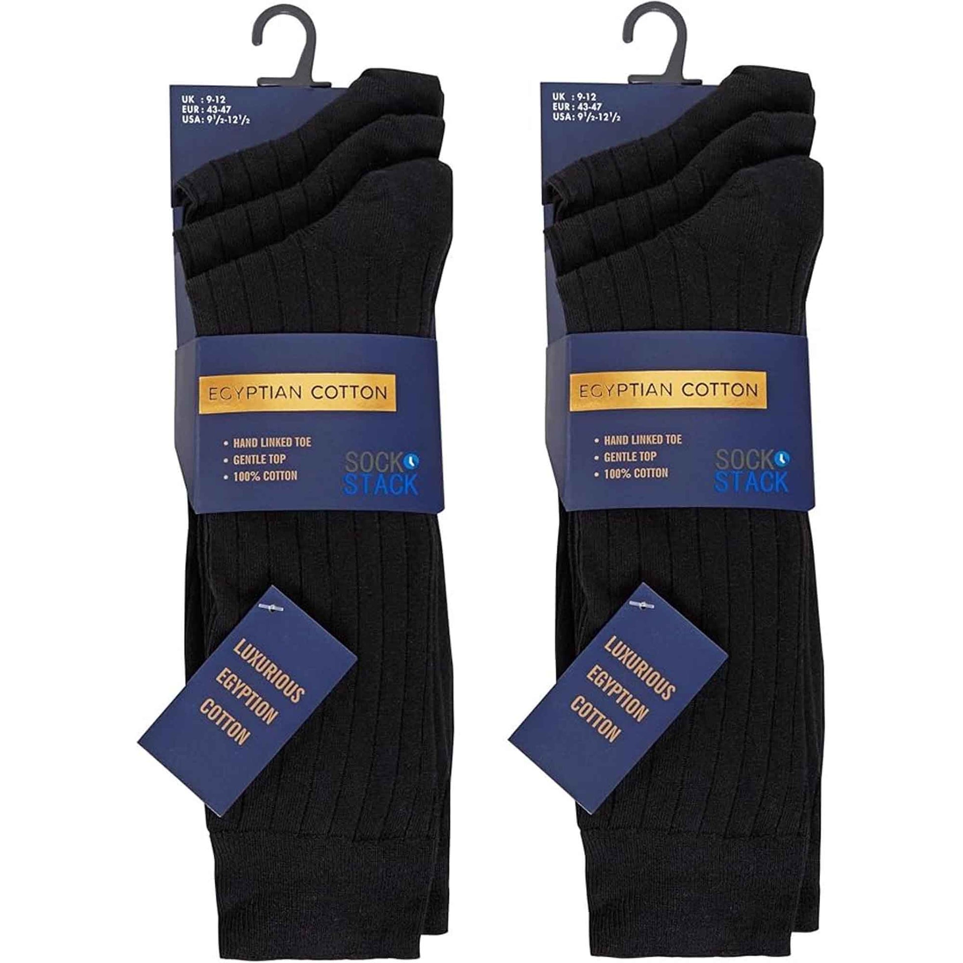 Sock Stack Men's Egyptian Cotton Dress Socks 6 Pairs Ribbed Formal And Casual UK 6-8