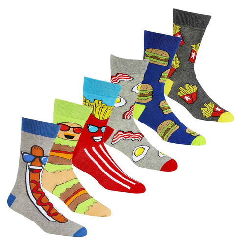 Sock Stack Men's Novelty Cotton Rich Socks 6 Pairs Breathable with Sculpted Heels UK 6-11