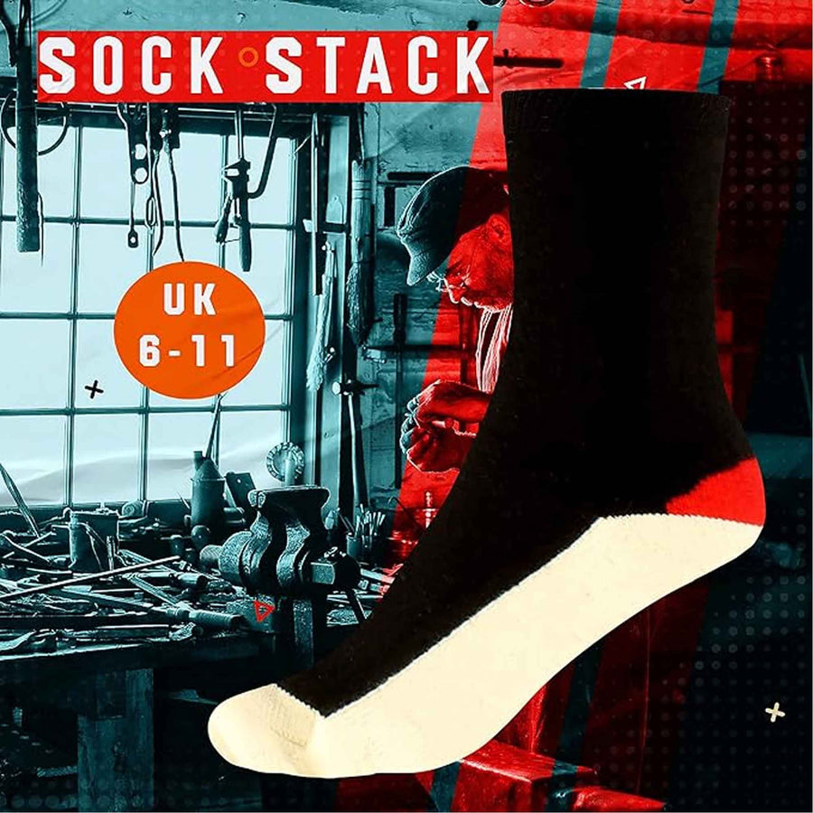 Sock Stack Men's Lambswool Work Boot Socks With Reinforced Heel And Toe Warm Durable